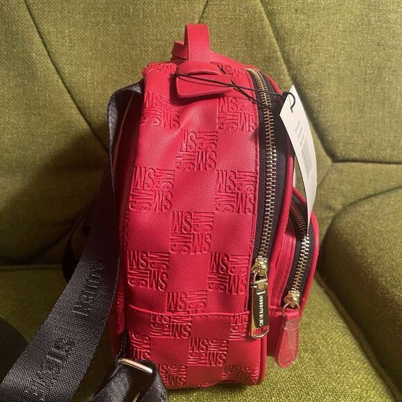 Steve Madden Embossed Pattern Crimson Red Mini Backpack NEW WITH TAGS Rare main image 13